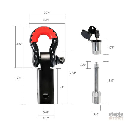 X-BULL Hitch Receiver 5T Recovery Receiver with Bow Shackle Tow Bar Off Road 4WD - Auto Accessories > 4WD & Recovery >
