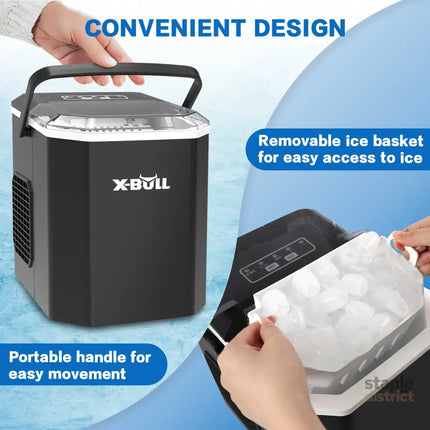X-BULL Ice Maker Machine Commercial Portable Ice Cube 2.2L Home Bar Benchtop Black - Appliances > Kitchen Appliances >