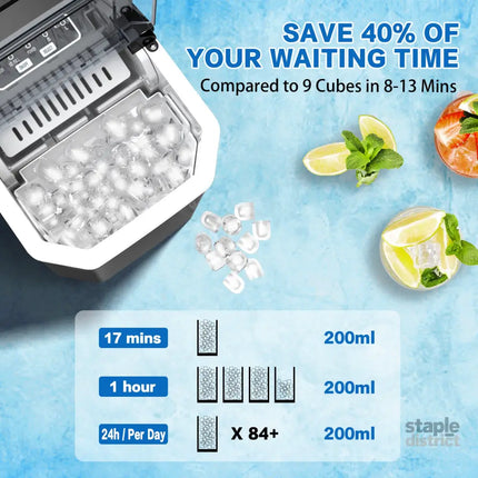 X-BULL Ice Maker Machine Commercial Portable Ice Cube 2.2L Home Bar Benchtop Black - Appliances > Kitchen Appliances >