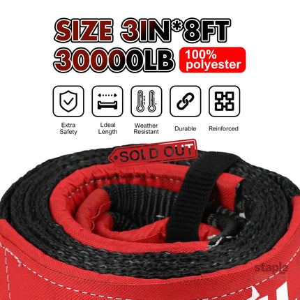 X-BULL Recovery Kit Kinetic Recovery Rope With Hitch Receiver 5T Recovery Receiver - Auto Accessories > 4WD & Recovery