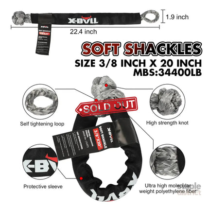 X-BULL Recovery Kit Kinetic Recovery Rope With Hitch Receiver 5T Recovery Receiver - Auto Accessories > 4WD & Recovery
