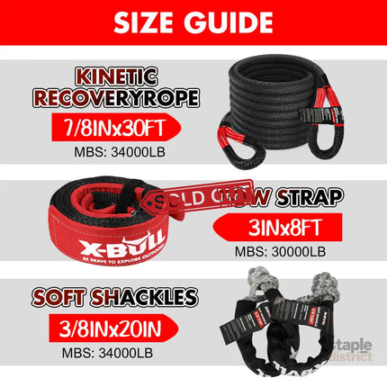 X-BULL Recovery Kit Kinetic Recovery Rope With Hitch Receiver 5T Recovery Receiver - Auto Accessories > 4WD & Recovery