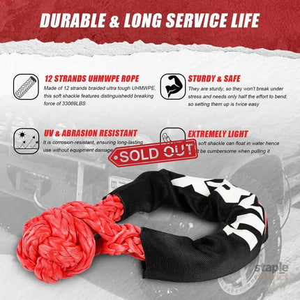 X-BULL Recovery Kit Kinetic Recovery Rope With Hitch Receiver 5T Recovery Receiver - Auto Accessories > 4WD & Recovery