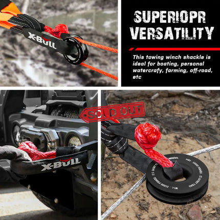 X-BULL Recovery Ring Soft Shackle Kit Snatch Block Pulley Rope Snatch Ring 4WD - Auto Accessories > 4WD & Recovery >