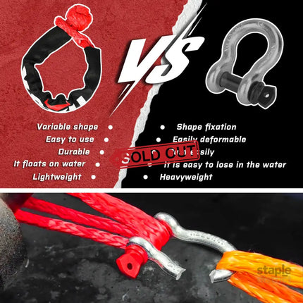X-BULL Recovery Ring Soft Shackle Kit Snatch Block Pulley Rope Snatch Ring 4WD - Auto Accessories > 4WD & Recovery >