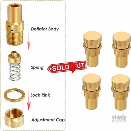 X-BULL Tyre Deflators Brass Air Deflator 0-60 PSI Tire Valve Core Tool Automatic - Auto Accessories > 4WD & Recovery >