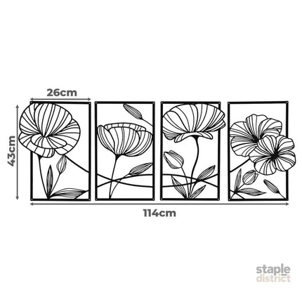 Yezi Metal Wall Art 4Pcs Floral Minimalist Line Decor-2006732700534312962