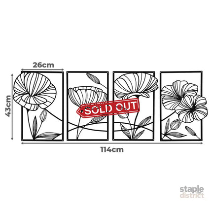 Yezi Metal Wall Art 4Pcs Floral Minimalist Line Decor-2006732700534312962