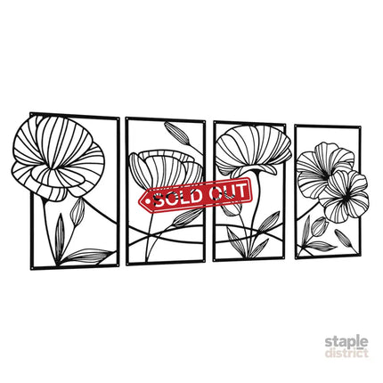 Yezi Metal Wall Art 4Pcs Floral Minimalist Line Decor-2006732700534312961