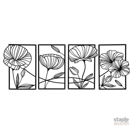 Yezi Metal Wall Art 4Pcs Floral Minimalist Line Decor-2006732700534312968
