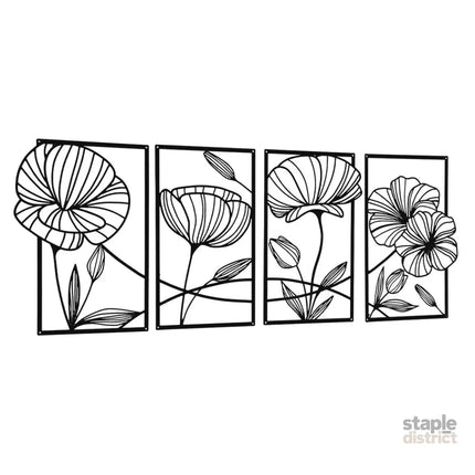 Yezi Metal Wall Art 4Pcs Floral Minimalist Line Decor-2006732700534312961