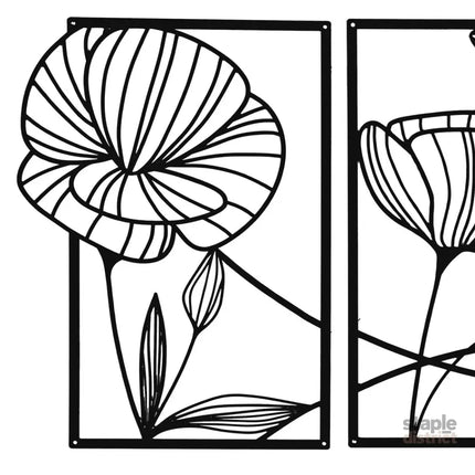 Yezi Metal Wall Art 4Pcs Floral Minimalist Line Decor-2006732700534312963