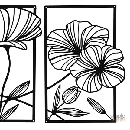 Yezi Metal Wall Art 4Pcs Floral Minimalist Line Decor-2006732700534312965