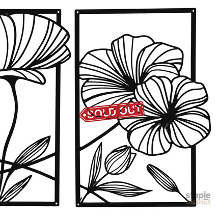 Yezi Metal Wall Art 4Pcs Floral Minimalist Line Decor-2006732700534312965