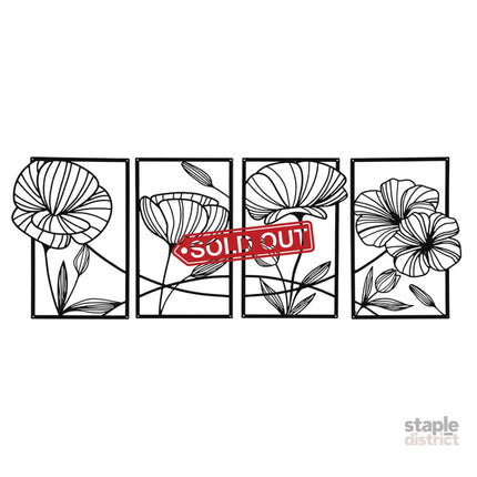 Yezi Metal Wall Art 4Pcs Floral Minimalist Line Decor-2006732700534312960