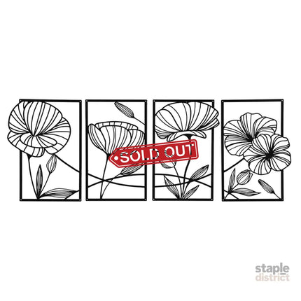 Yezi Metal Wall Art 4Pcs Floral Minimalist Line Decor-2006732700534312968