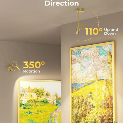 Zoomable Picture Light for Wall Battery Operated Art Light for Paintings CCT Dimmable Spotlight for Wall Art Wall Light