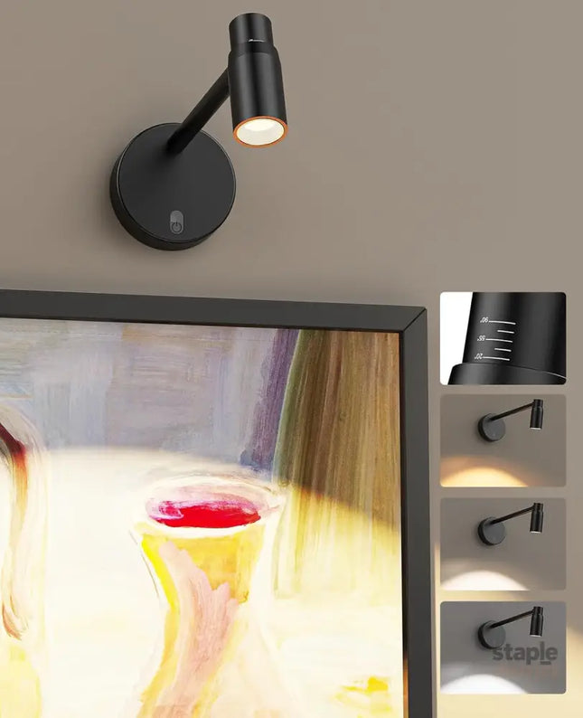 Zoomable Picture Light for Wall Battery Operated Art Light for Paintings CCT Dimmable Spotlight for Wall Art Wall Light